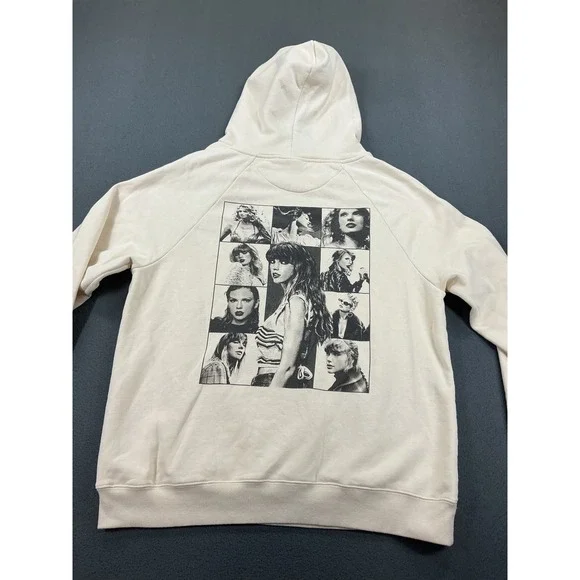 Taylor Swift The Eras Tour Beige Graphic Hoodie Sweatshirt women's medium cream - Picture 1 of 11